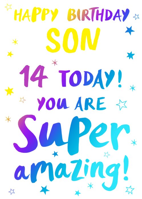 Happy Birthday Son 14 Today You Are Super Amazing Card