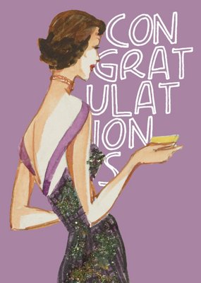 V And A Vintage Fashion Illustration Glamorous Congratulations Card