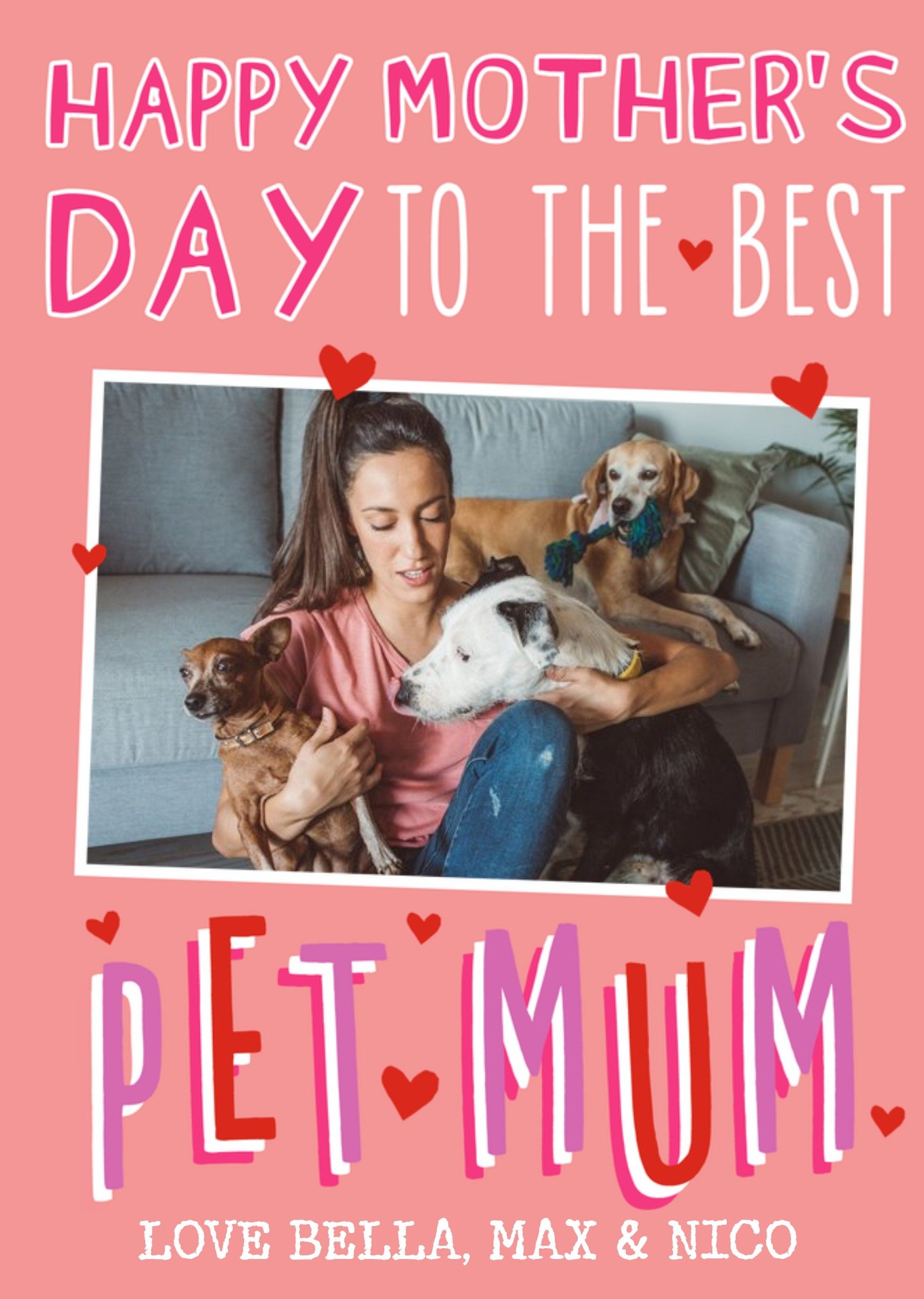 Moonpig Big Bold Type Pet Mum From The Pets Photo Upload Mother's Day Card