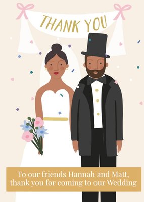 Illustration Of Newlyweds Wedding Day Thank You Card