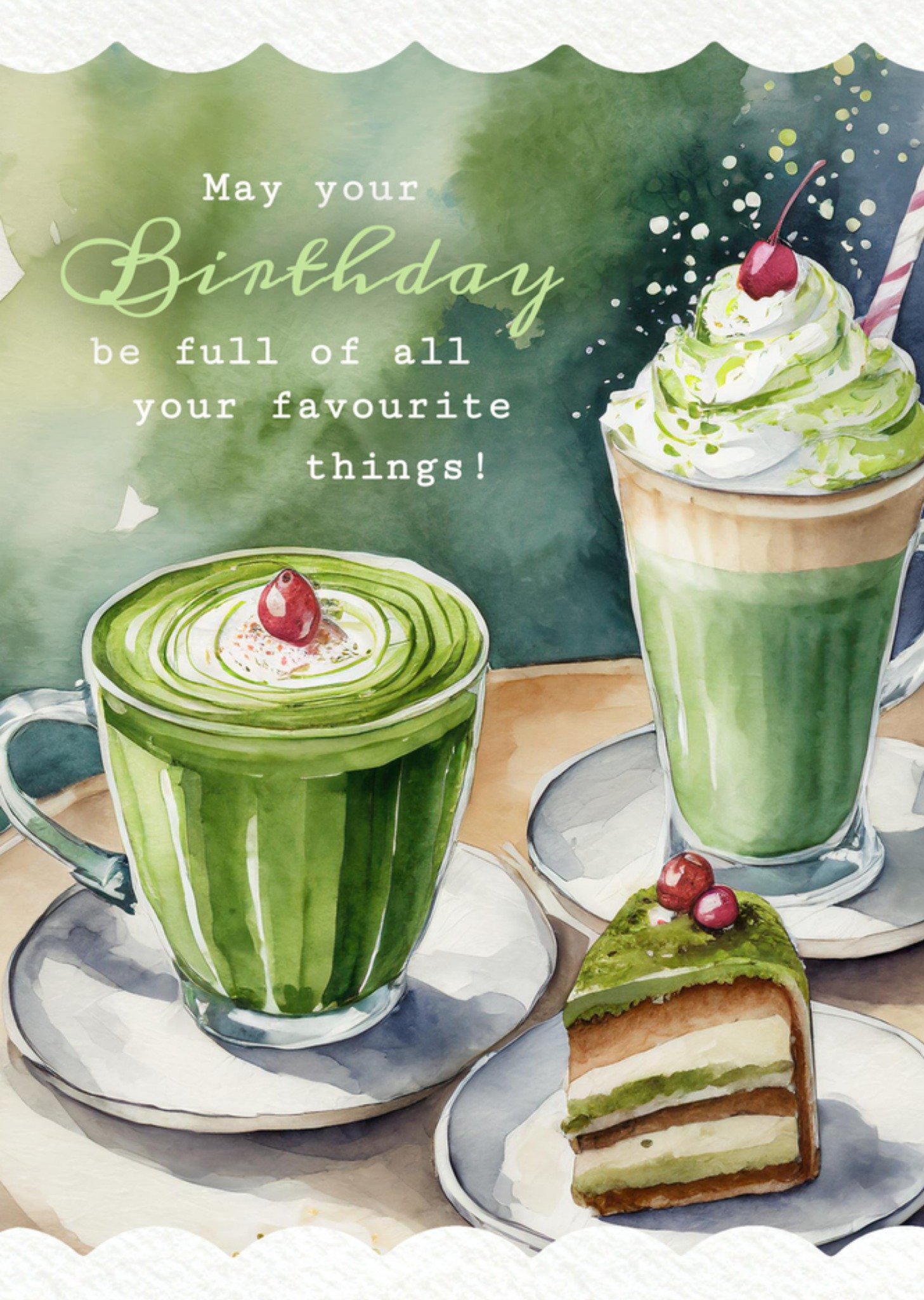 Moonpig Delicate May Your Birthday Be Full Of All Your Favourite Things Watercolour Birthday Card