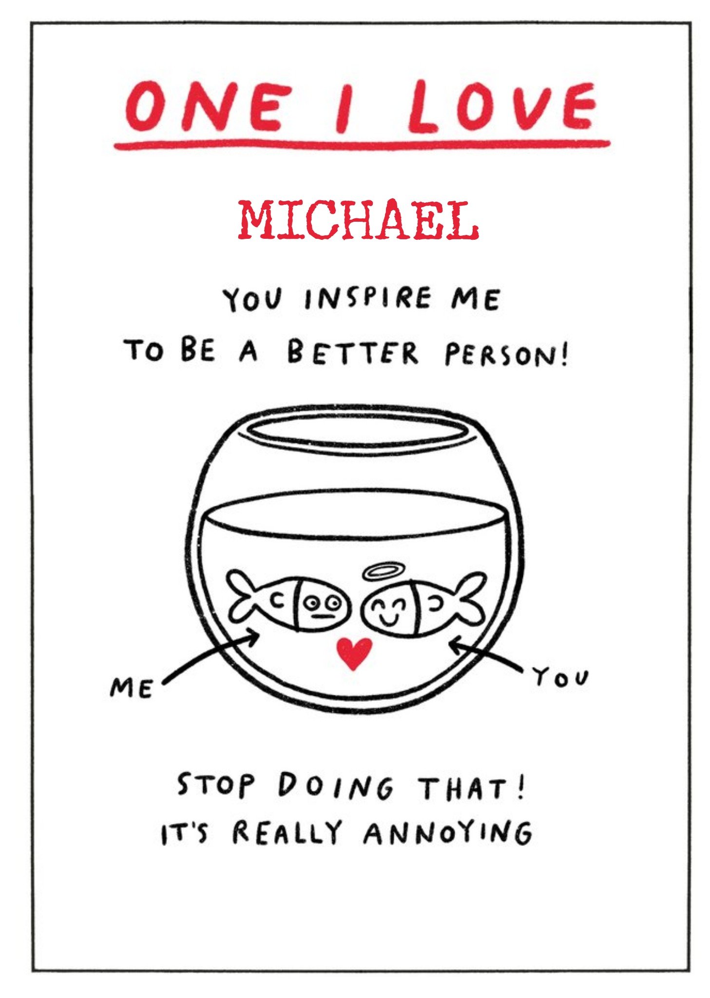 Moonpig Hand Drawn Fish Illustration Valentines Card