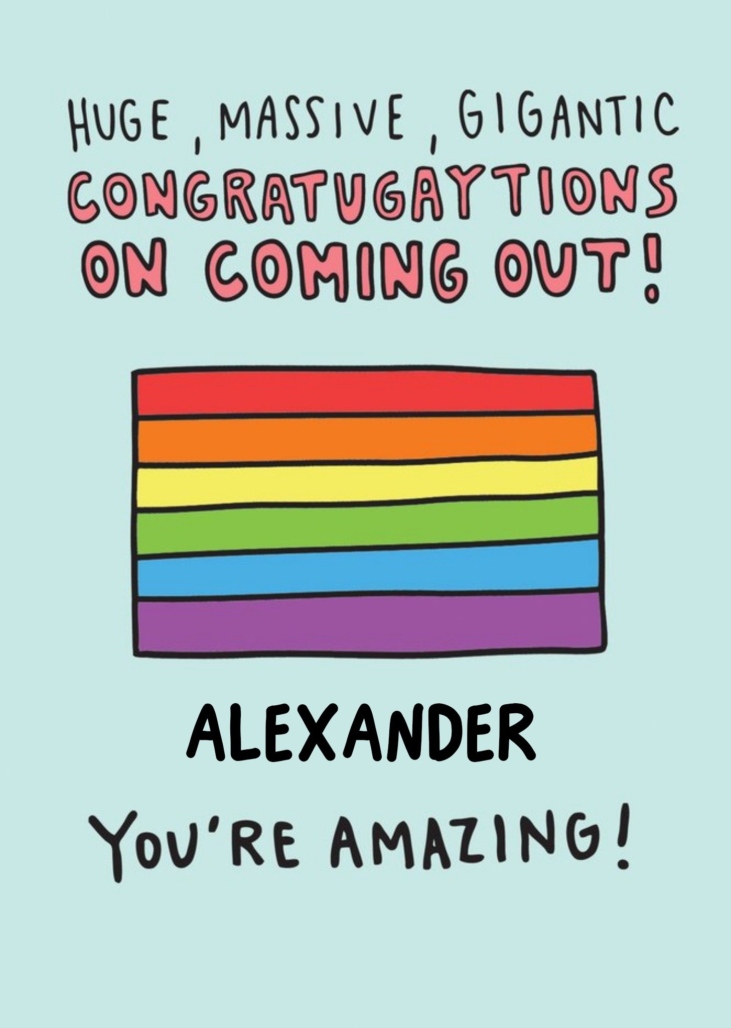 Moonpig Congratulations On Coming Out Card - Pride Flag
