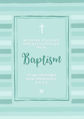 Green Baptism Cross Typographic Card