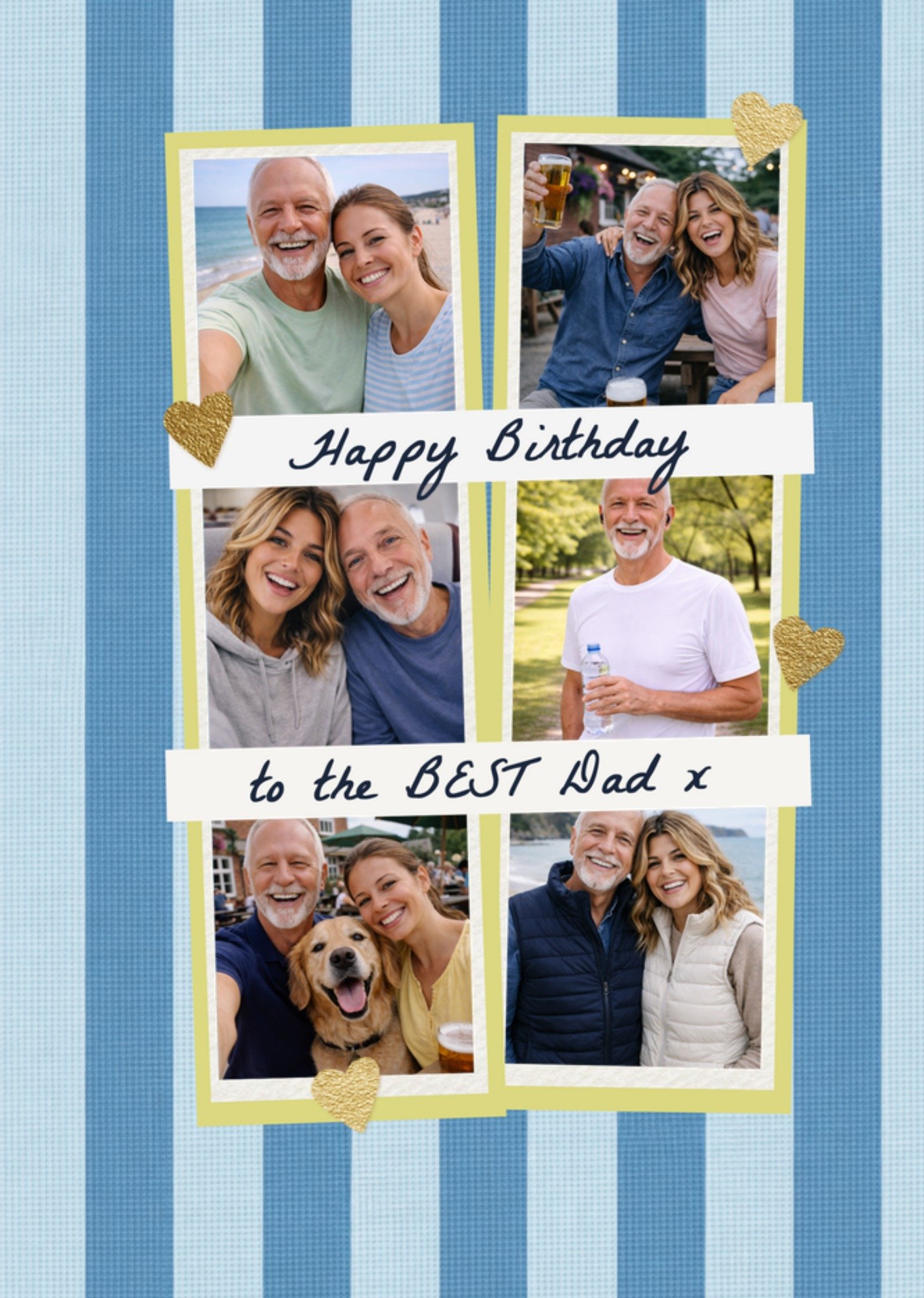 Moonpig Happy Birthday Best Dad Striped Photo Collage Card