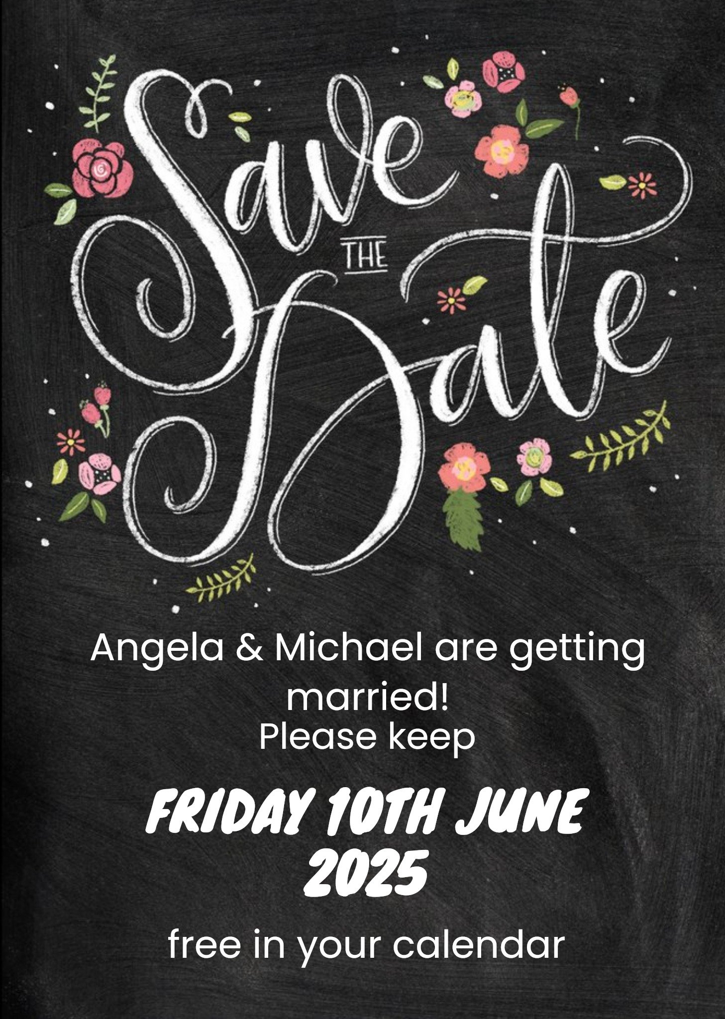 Moonpig Black Floral Details Personalised Save The Date Card