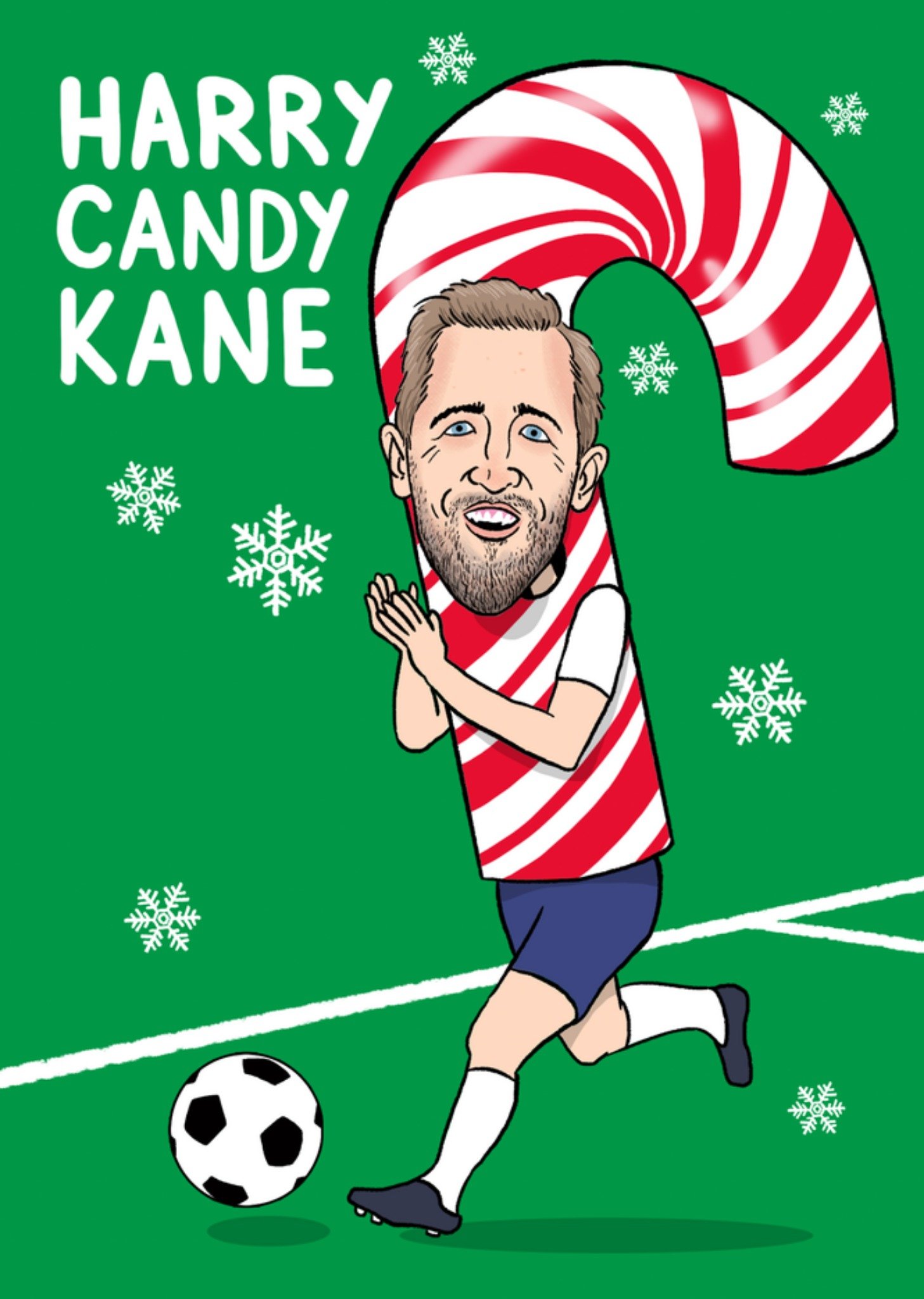 Moonpig Funny Human Candy Cane Footballer Christmas Card