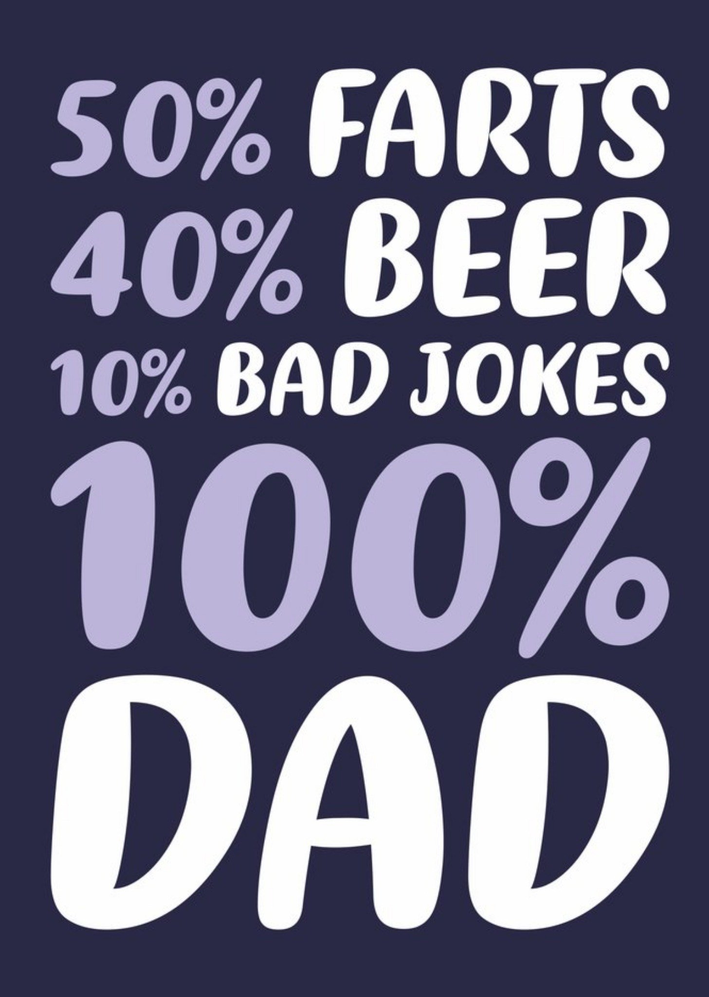Moonpig Farts Beer Bad Jokes Bold Funny Typographic Father's Day Card