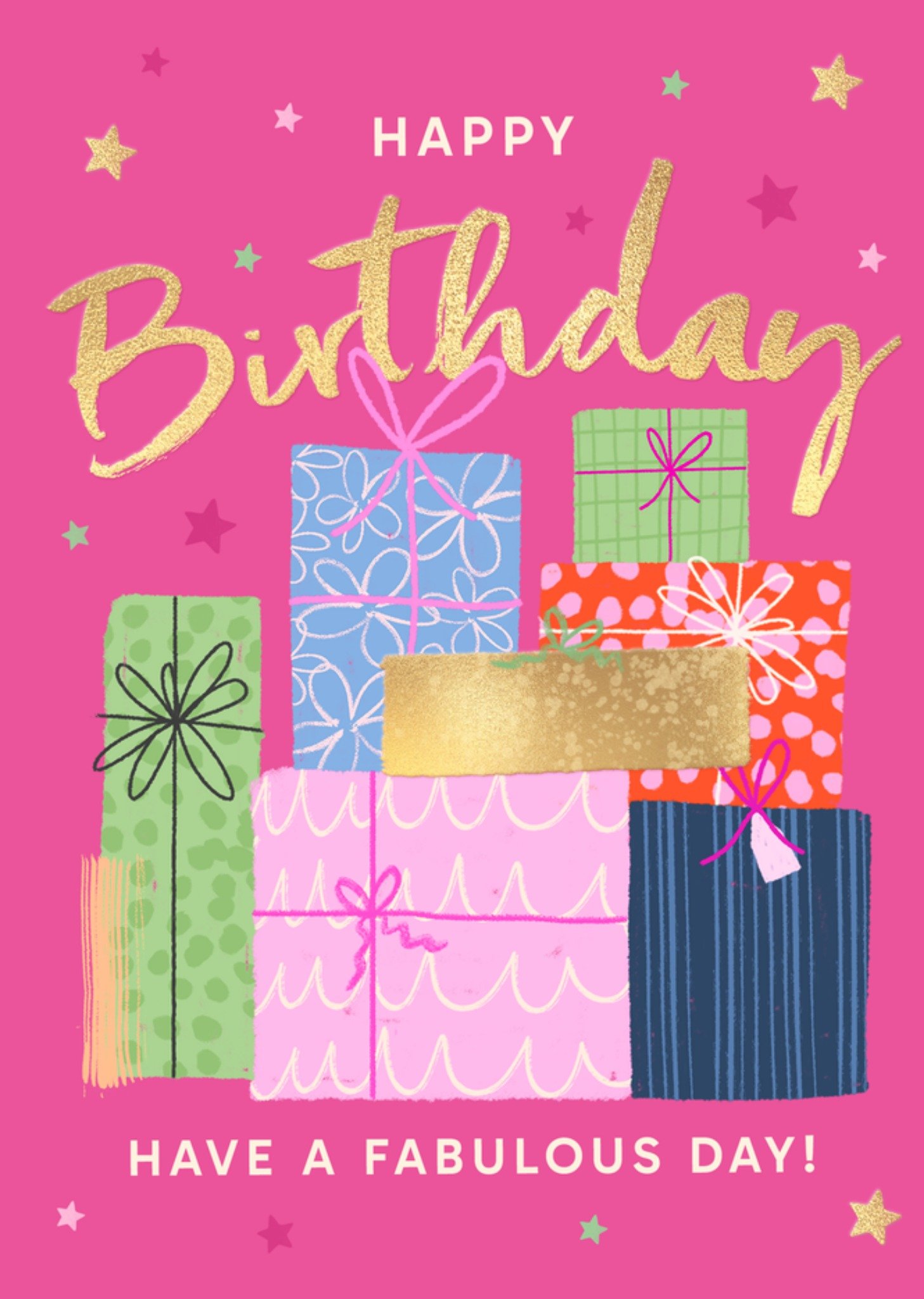 Moonpig Happy Birthday Have A Fabulous Day Illustrated Presents Card