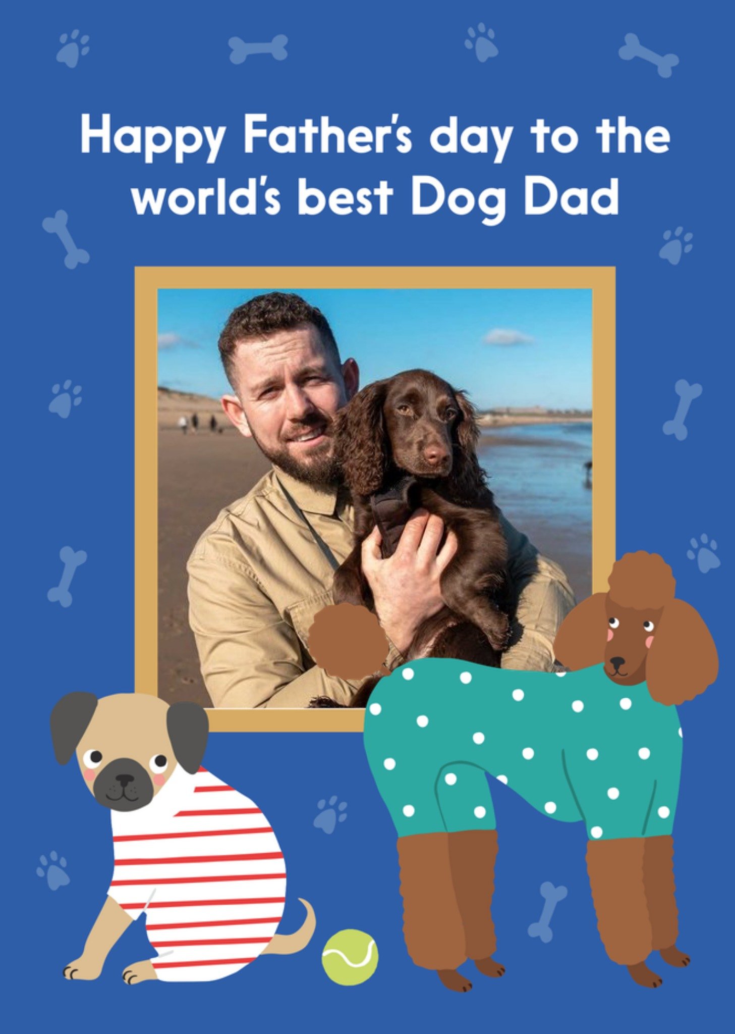 Moonpig Cute Dog Illustration Best Dog Dad Photo Upload Father's Day Card
