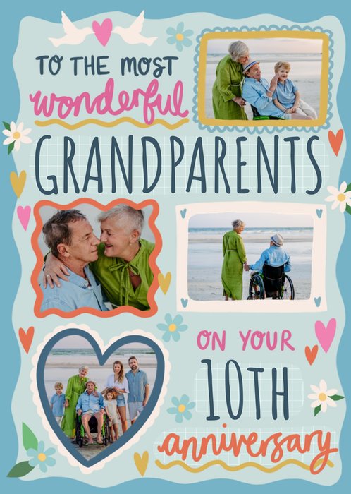 To The Most Wonderful Grandparents 10th Anniversary Photo Upload Card