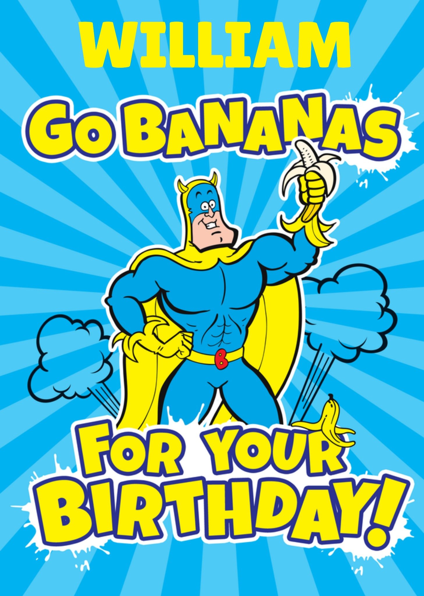 Moonpig Beano Cartoon Illustrated Bananaman Go Bananas Birthday Card