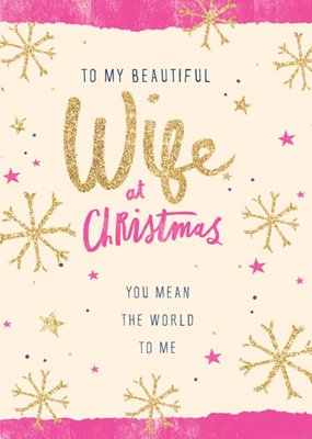 Glitter Effect Wife At Christmas Card