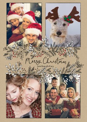 Botany Merry Christmas 4 Photo Upload Postcard