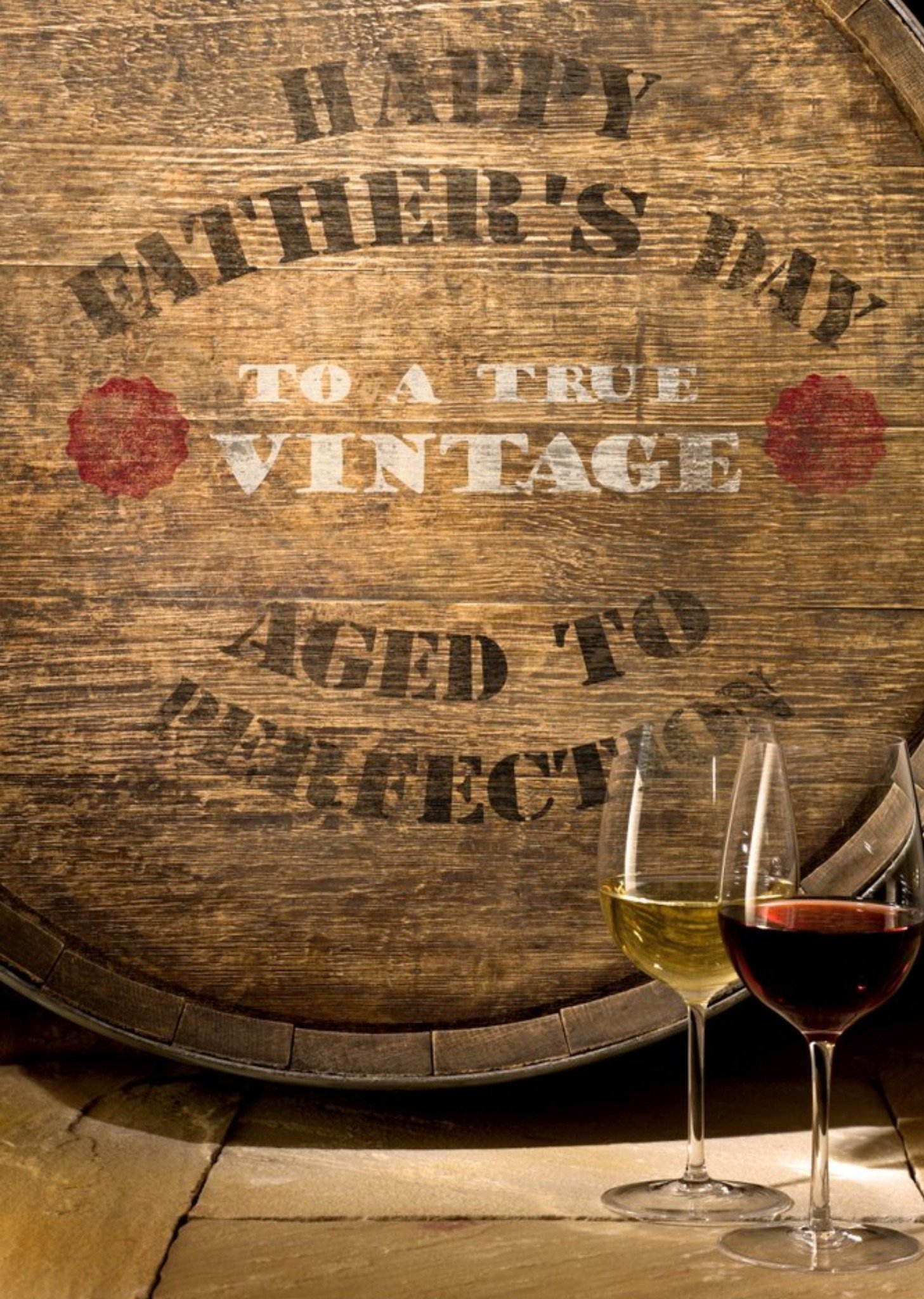 Moonpig To A True Vintage Barrel Personalised Happy Father's Day Card, Large