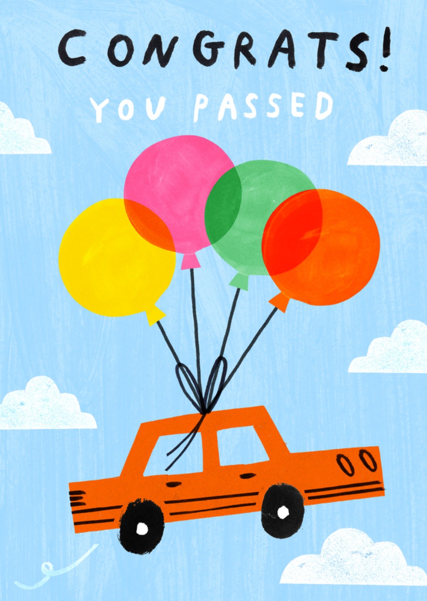 Moonpig Illustrated Car And Balloons Driving Test Card