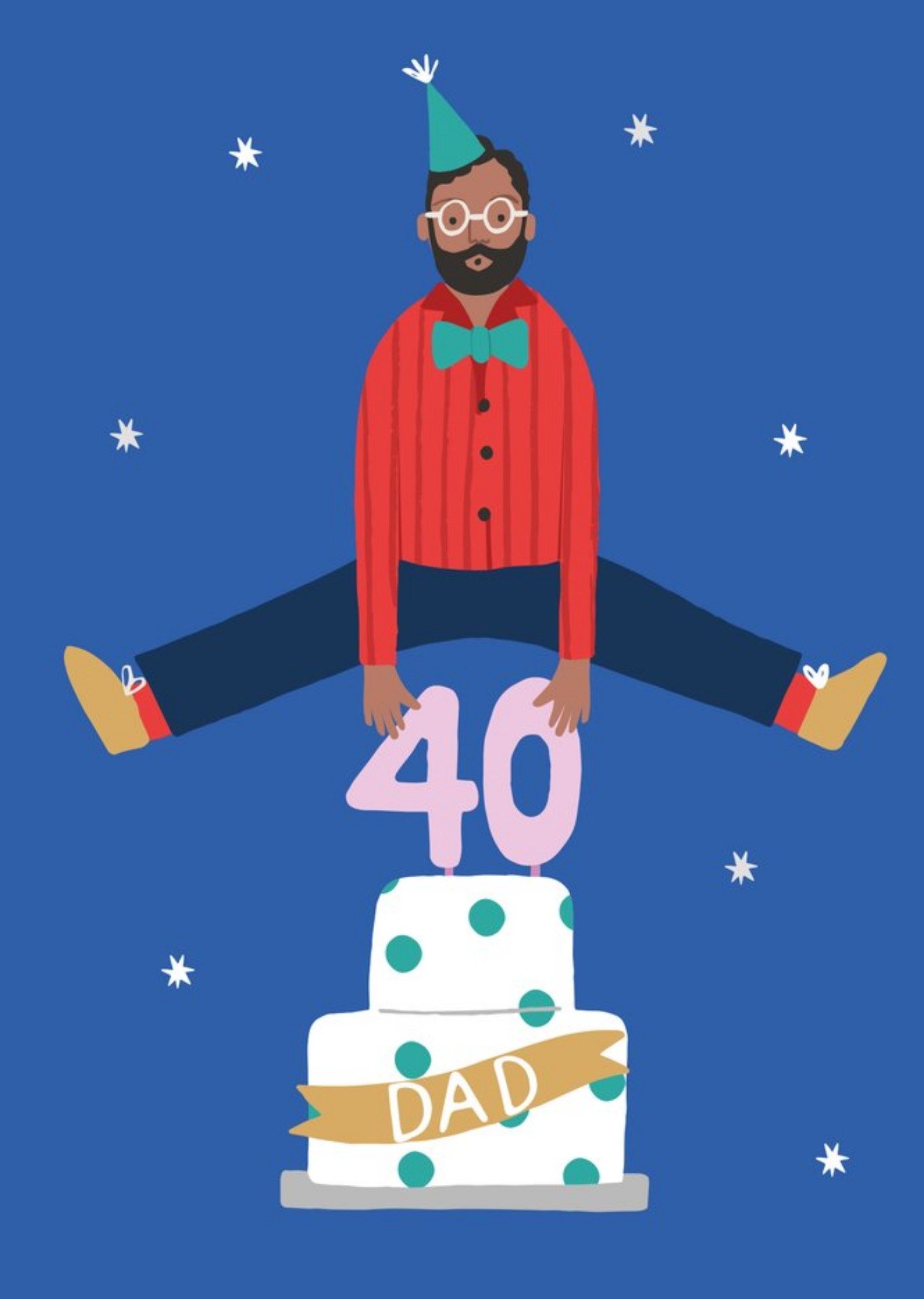Moonpig Illustrated Cute Leapfrog Birthday Cake Dad 40 Today Card