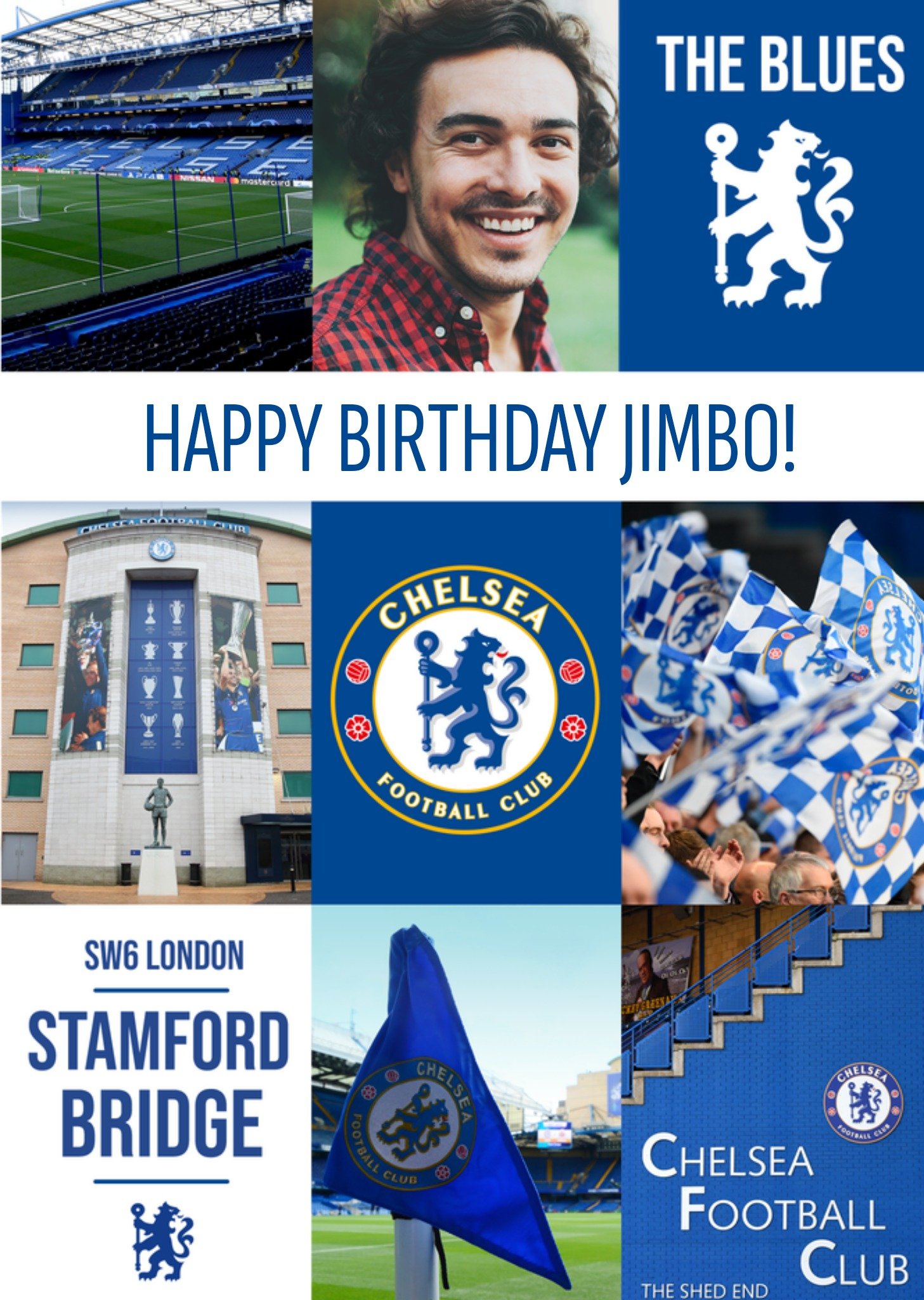 Chelsea Happy Birthday Personalised Photo Upload Card
