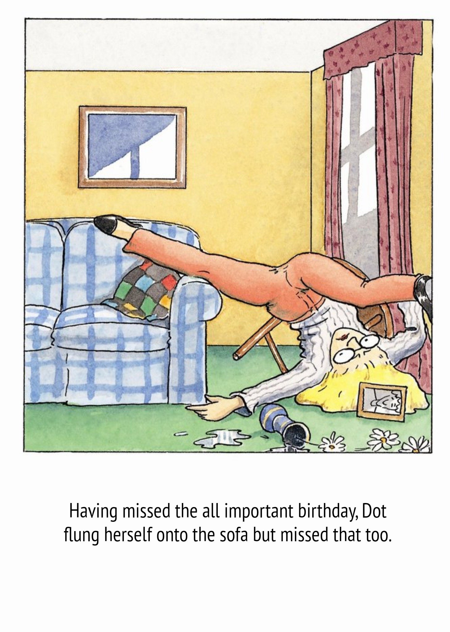 Moonpig Missed The Important Birthday And Sofa Cartoon Card