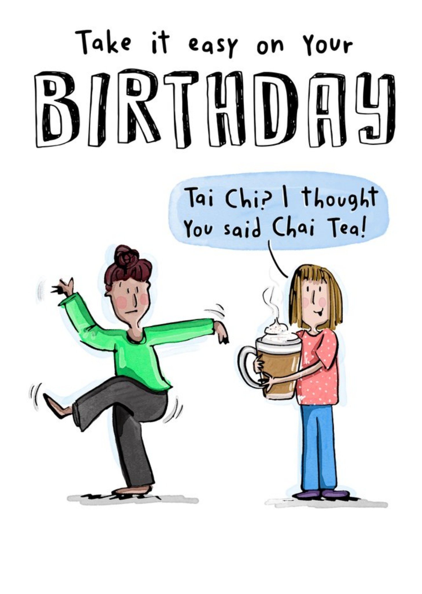 Moonpig Good Sport Illustrated Tai Chi Pun Birthday Card