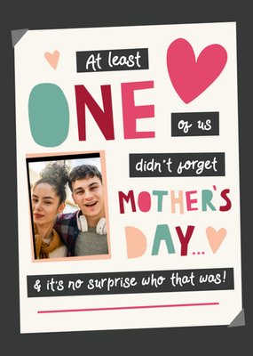 Love and Joy Well At Least One Of Us Didn't Forget Mother's Day Humorous Photo Upload Mother's Day Card