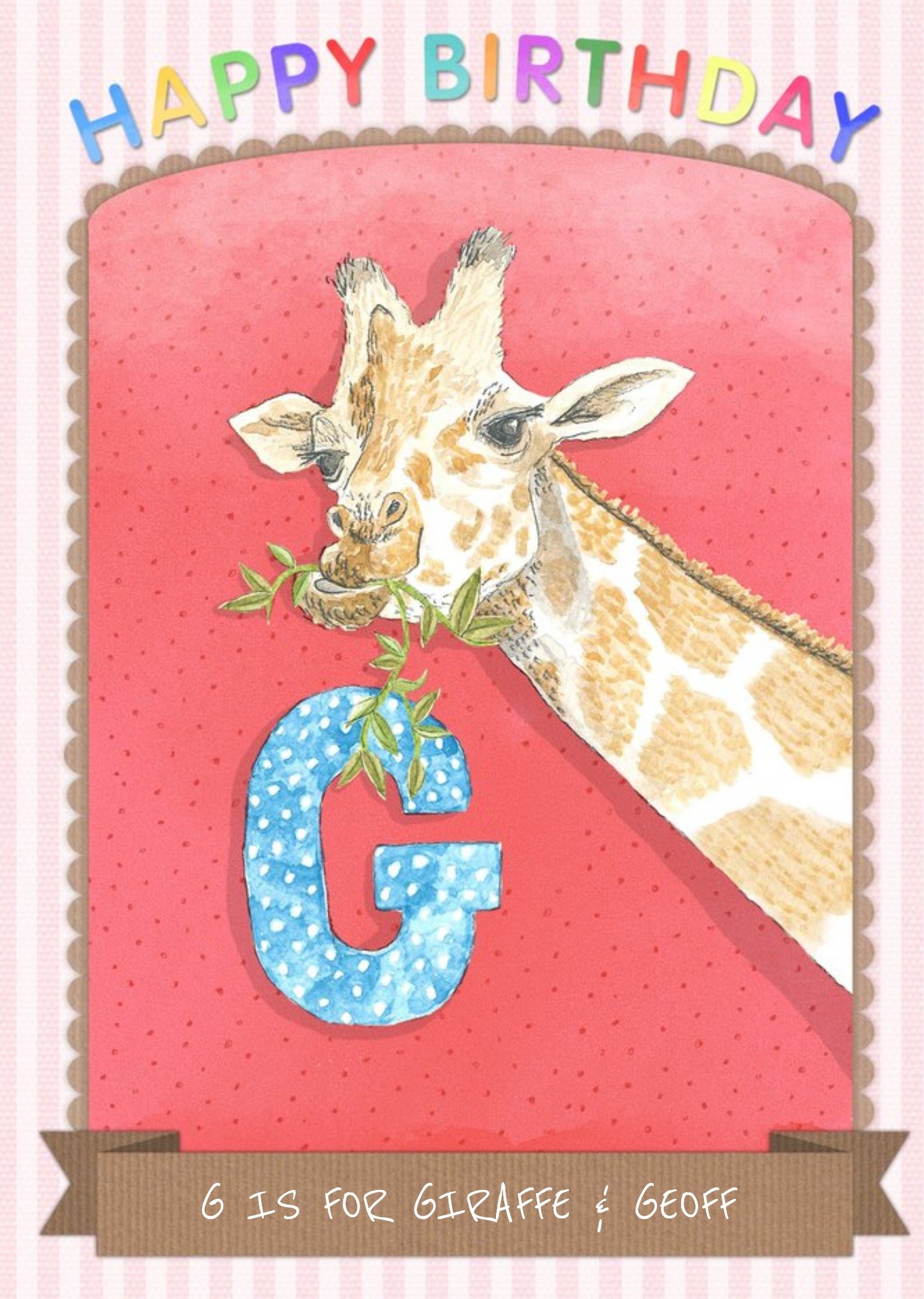 Moonpig Alphabet Animal Antics G Is For Personalised Happy Birthday Card