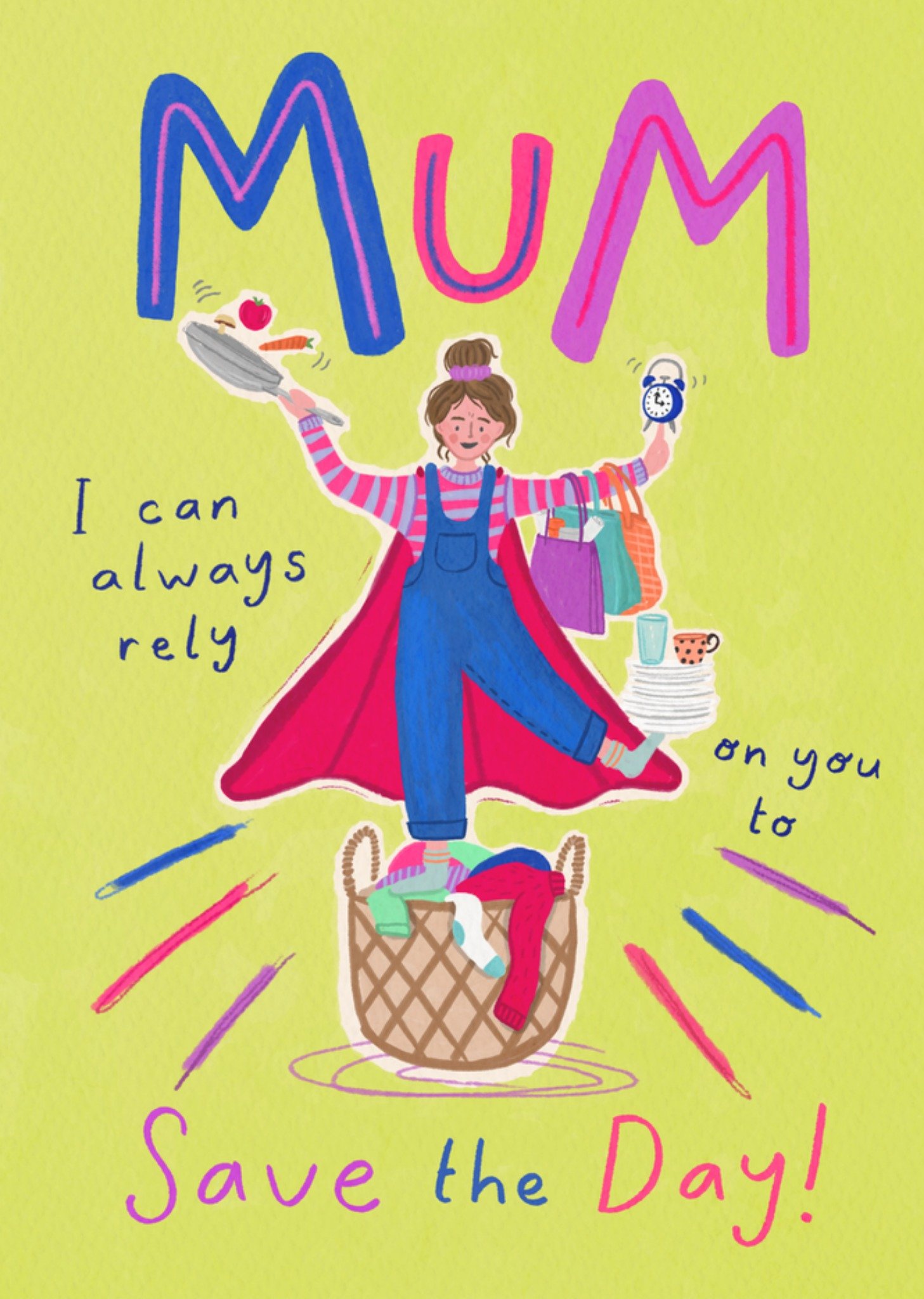 Moonpig Save The Day Mum Illustrated Mother's Day Card