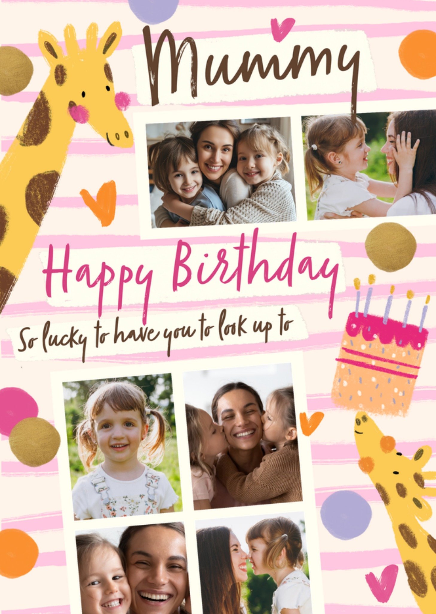 Moonpig Mummy Happy Birthday So Lucky To Have You Illustrated Photo Upload Card