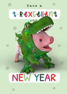 Moonpig Dino Pig Excellent New Year eCard