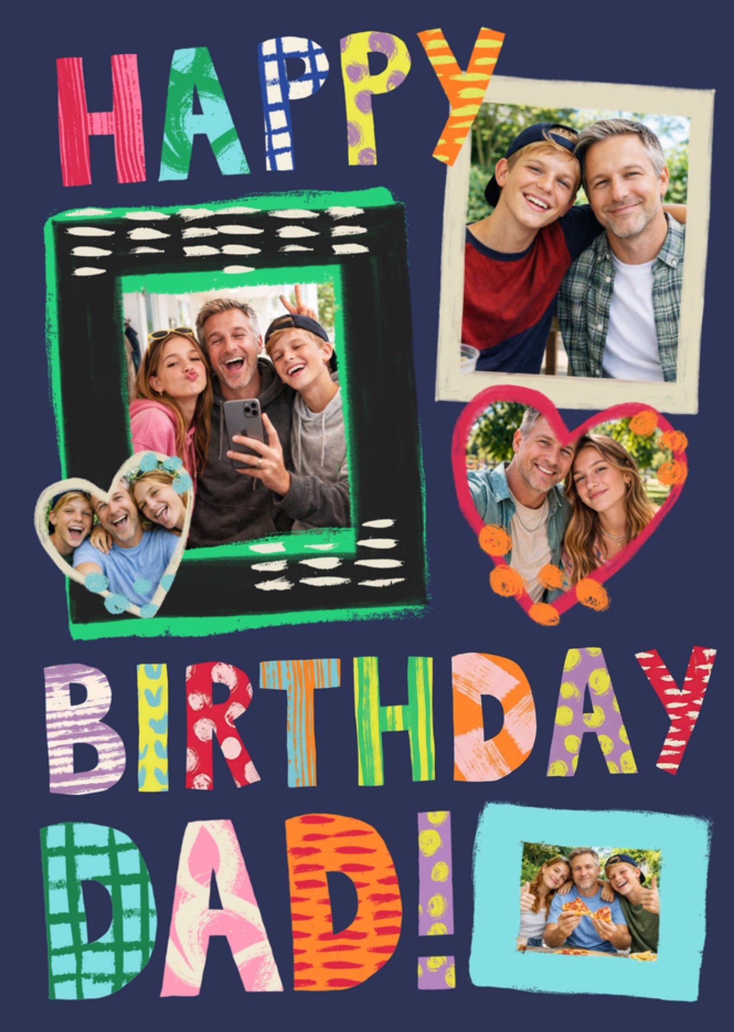 Moonpig Happy Birthday Dad Colourful Photo Collage Photo Upload Card