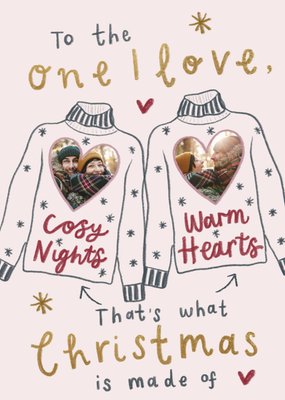 Cosy Nights Warm Hearts One I Love Photo Upload Christmas Card