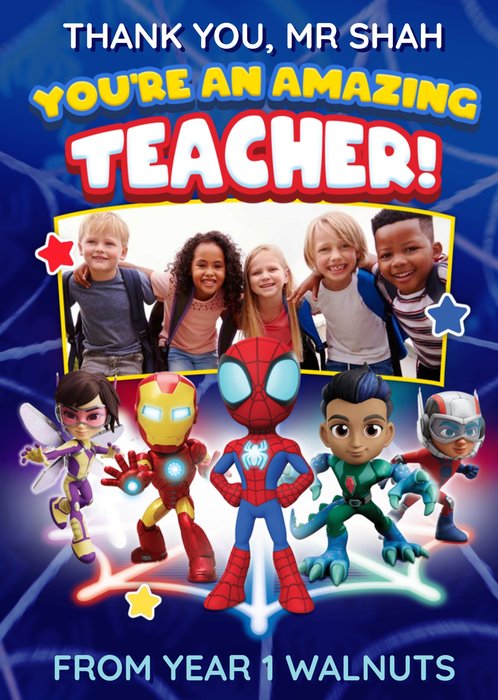 Spidey And His Amazing Friends Photo Upload Thank You Teacher Card