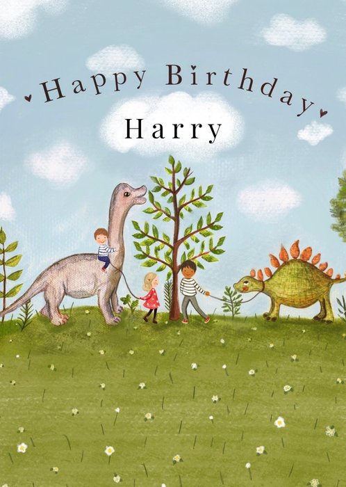 Love Lucy Illustration Dinosaur Birthday Card