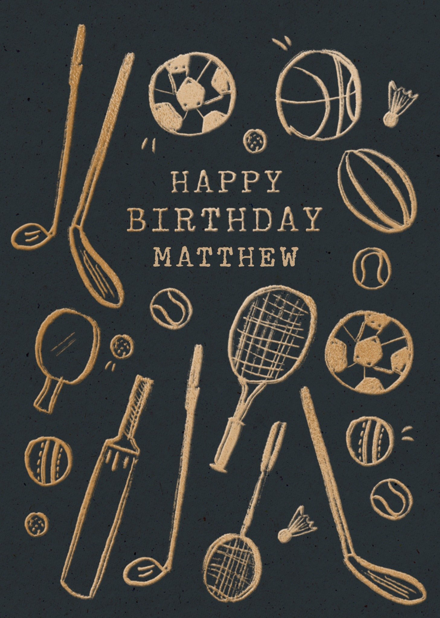 Moonpig Black And Gold Sport Illustrations Happy Birthday Card