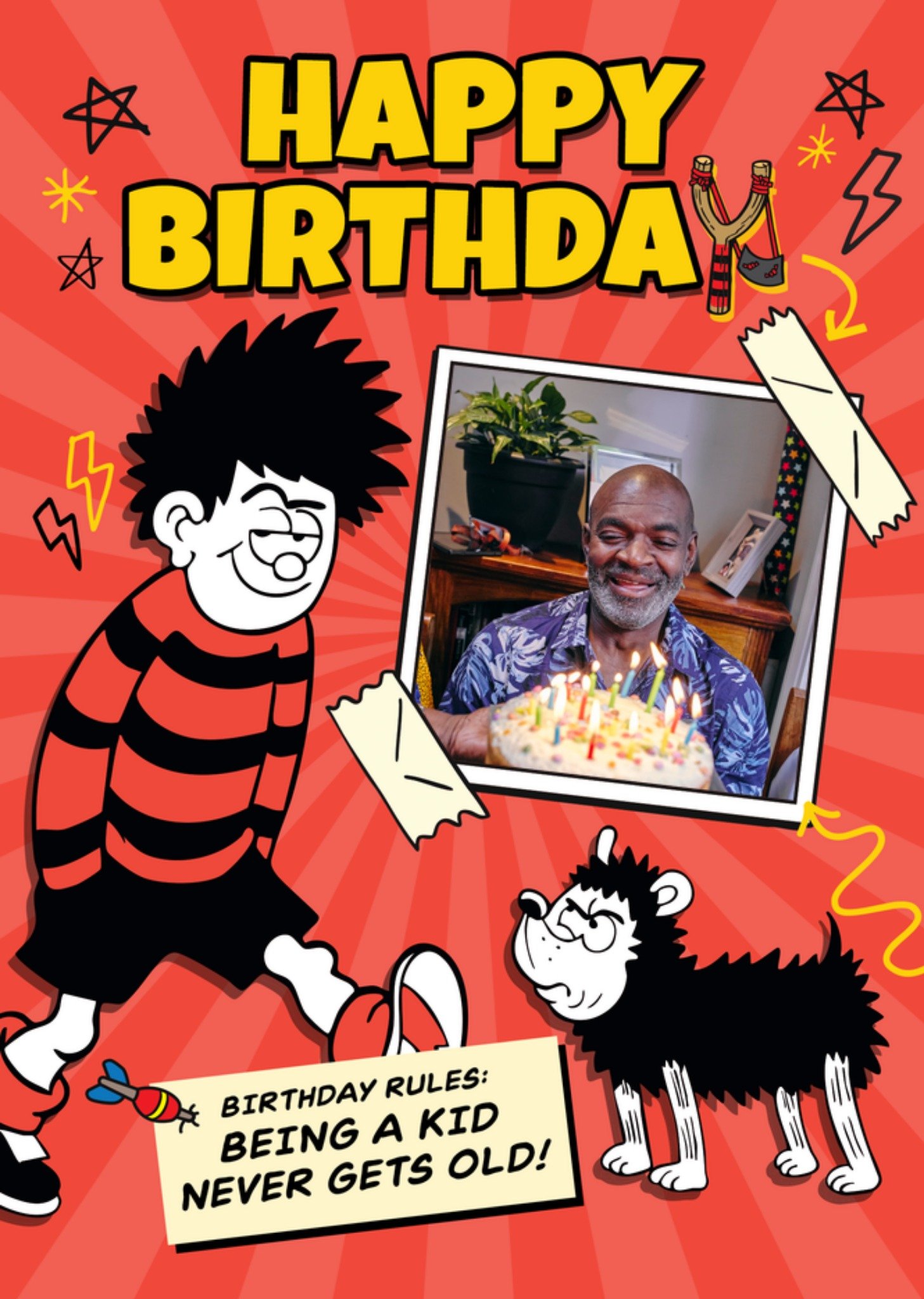 Moonpig Beano Dennis And Gnasher Being A Kid Never Gets Old Photo Upload Happy Birthday Card