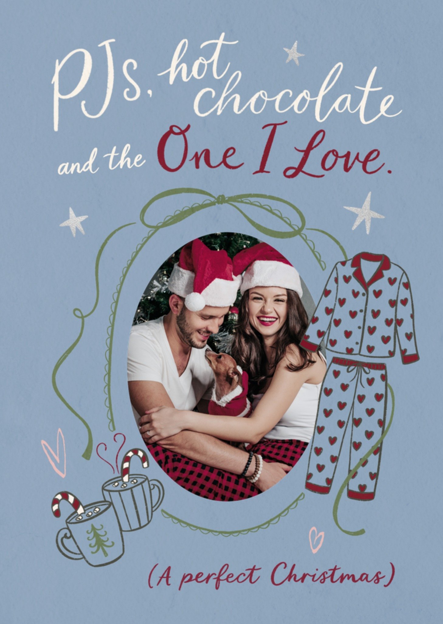 Moonpig Pjs Hot Chocolate And The One I Love Photo Upload Christmas Card
