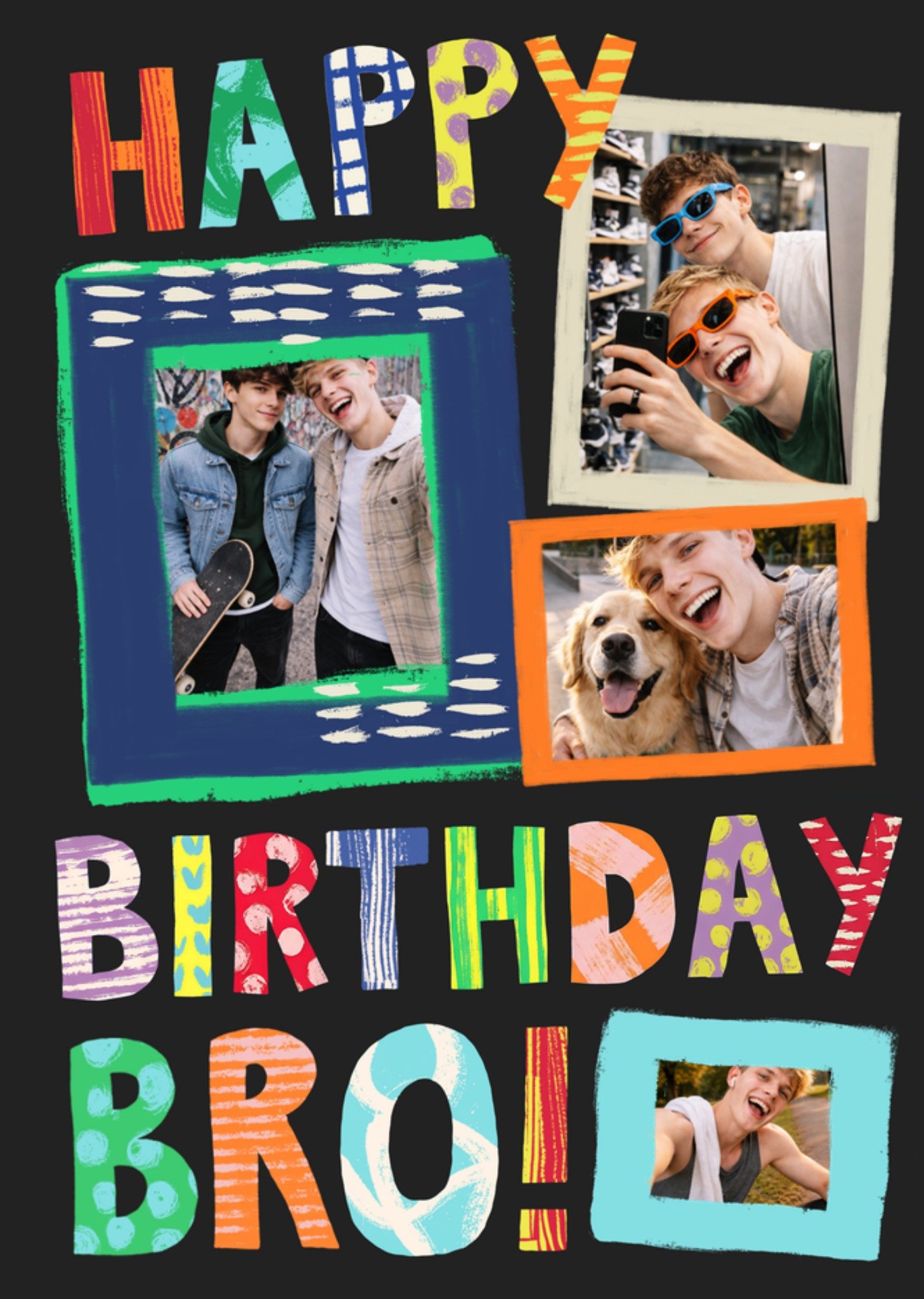 Moonpig Vibrant Happy Birthday Bro Photo Upload Card
