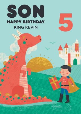 Prince and Dragon Son Birthday Card