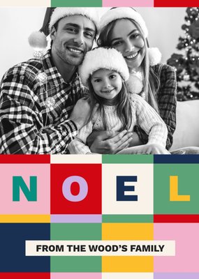 Noel Multicoloured Geometric Photo Upload Christmas Card