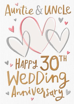 Auntie And Uncle Happy 30th Wedding Anniversary Typographic Card