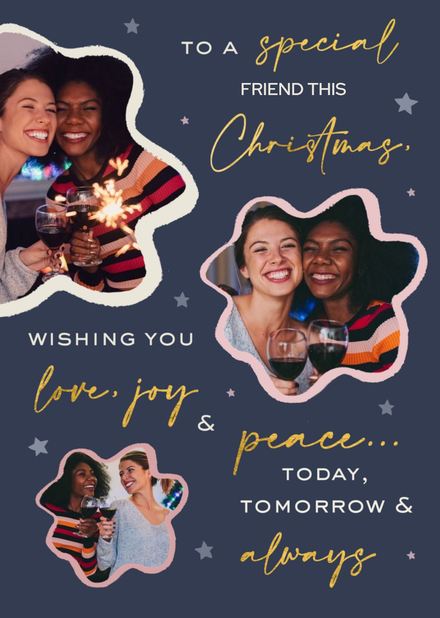 Moonpig Love, Joy & Peace Christmas Photo Upload Card