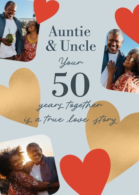 untie And Uncle 50 Years Together True Love Story Typographic Photo Upload Card