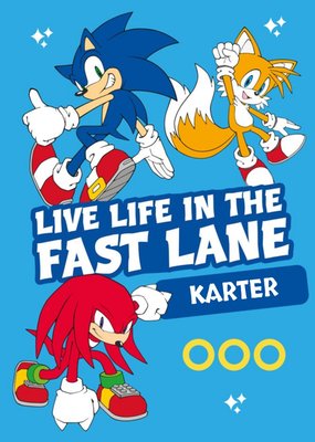 Sega Sonic Characters Kids Live Life In The Fast Lane Card