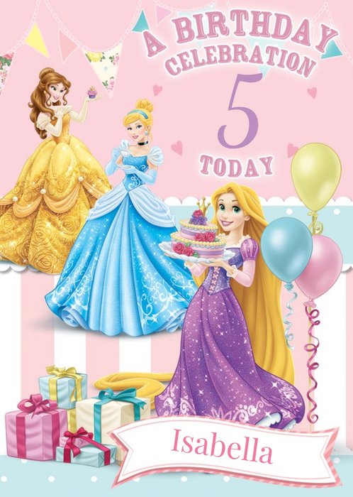 5th Birthday Card - Disney Princess Card