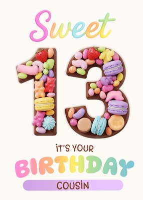 Sweet 13 Illustrated Cousin Birthday Card