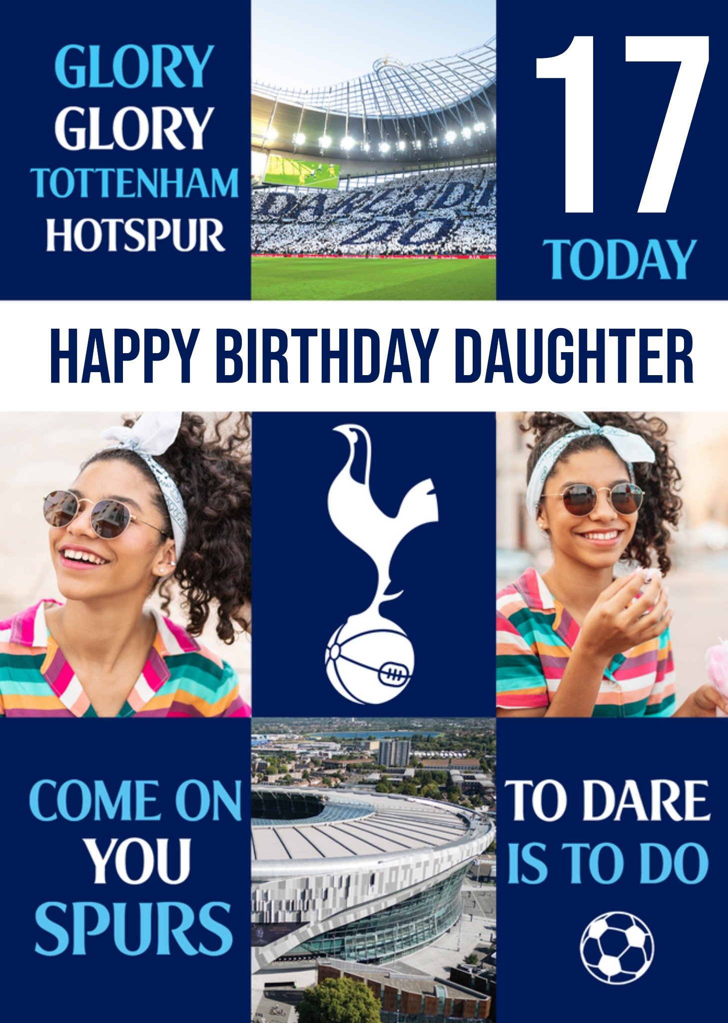Moonpig Tottenham Hotspur Fc Photo Upload Birthday Card, Large