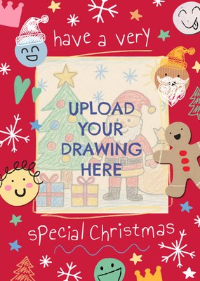 Upload Your Drawing Festive Doodles Illustrated Christmas Card