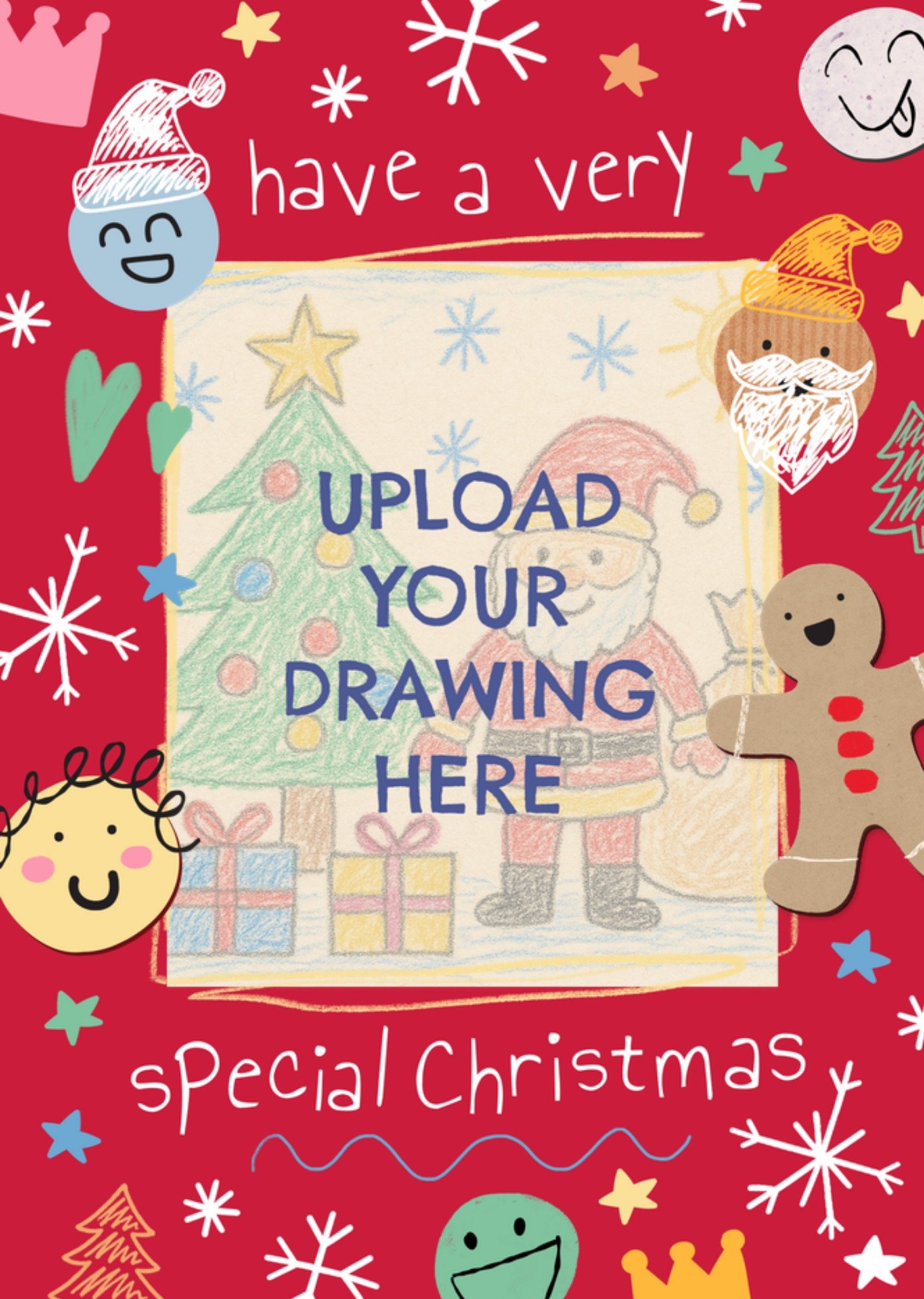 Moonpig Upload Your Drawing Festive Doodles Illustrated Christmas Card