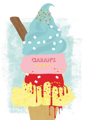 Ice Cream Cone Birthday Party Invitation