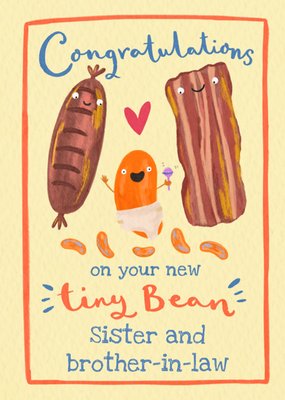 Funny Little Bean New Baby Card For Sister And Brother In Law